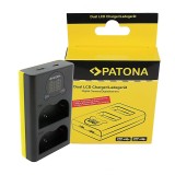 Patona incarcator dublu USB cu LCD pentru Nikon EN-EL3e / Olympus BLM-1 / BLM-5 / Pentax D-LI50 - 1740
