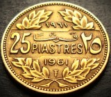 Cumpara ieftin Moneda exotica 25 PIASTRES - LIBAN, anul 1961 * cod 2591 = A.UNC, Asia