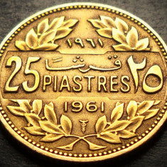 Moneda exotica 25 PIASTRES - LIBAN, anul 1961 * cod 2591 = A.UNC