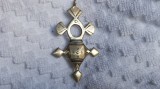 MEDALION CRUCE TUAREGA etnic TRIBAL cu insertii ABANOS manopera EXCEPTIONALA