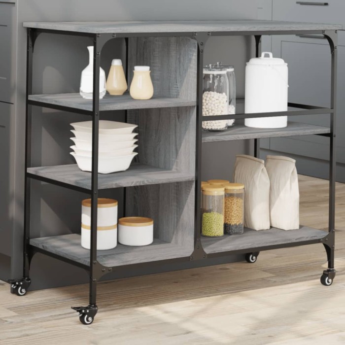 Gossi carucior de bucatarie, gri sonoma 100x45x89,5 cm lemn prelucrat