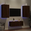 VidaXL Unități de perete TV cu LED-uri, 4 piese, stejar maro, lemn