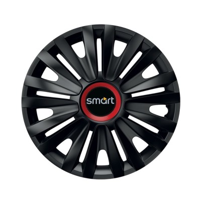Set 4 capace roti Negre Cu Inel Rosu Royal R14 pentru gama auto Smart foto