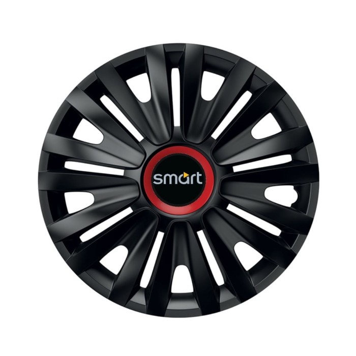 Set 4 capace roti Negre Cu Inel Rosu Royal R14 pentru gama auto Smart