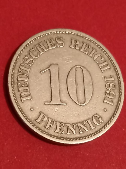 10 pfennig 1891 A, stare EF+ / aUNC [poze]. Discount conform descriere [10 - 20 %. Vezi descrierea.].