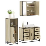 vidaXL Set mobilier de baie, 3 piese, stejar sonoma, lemn prelucrat