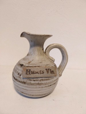 Vas ceramic carafa pentru vin (Husets), gresie, lucrata manual, semnata pe fund, 18cm foto