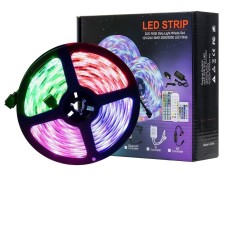 Kit Banda LED JustZEN&trade; RGB, Wi-FI, Control Din Telefon, Telecomanda, Lumina Multicolora, 5 metri, Schimbare Culori Pe ritmul Muzicii, Control Vocal