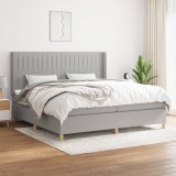 Cumpara ieftin Pat box spring cu saltea, gri deschis, 200x200 cm, textil