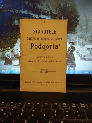 Statutele Societăței Podgoria din com Liesci Liești jud Tutova, B&amp;acirc;rlad 1903, 201 foto