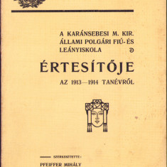 HST C1414 A karansebesi fiu es leanyiskola ertesitoje 1913-1914