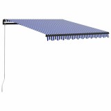 vidaXL Copertină retractabilă manual, albastru și alb, 350 x 250 cm 3055188