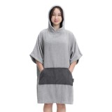 Poncho Baie Copii 10-13 Ani Homelevel Gri Bumbac Organic - Halat Plaja/Piscina Baieti