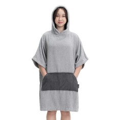 Poncho de baie pentru copii Homelevel, 10-13 ani, Gri, Bumbac organic, 54880.70.43