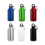 Sticla sport din aluminiu capacitate 400 ml, breloc prindere, diverse culori
