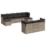Set canapele de gradina cu perne 10 piese gri deschis poliratan