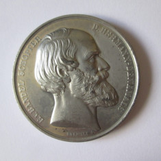 Rară! Prusia medalia comemorativa argintată Ernst von Bandel 1875