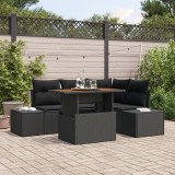 Gossi set masa gradina cu 5 piese ratan negru acacia