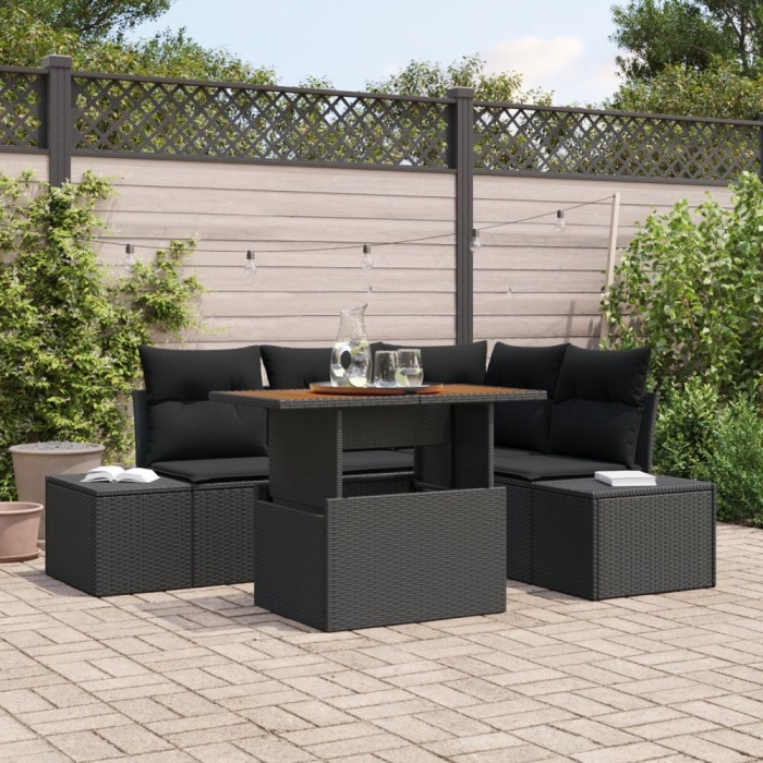 Gossi set masa gradina cu 5 piese ratan negru acacia