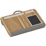 HOMCOM Suport Laptop de 15,6&quot;, cu Spațiu pentru Mouse și &Icirc;ncheieturi, Suport PC Portabil, 55,5x37x9 cm, Lemn Natural | Aosom Romania