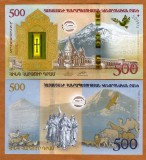 !!! RARR : ARMENIA - 500 DRAM 2017 , COMM - P 60 - UNC / POLIMER / FARA FOLDER