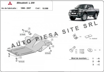 Scut metalic motor Mitsubishi L200 fabricat in perioada 1998 - 2007 APS-15,098 foto