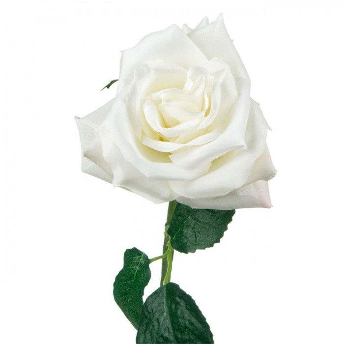 Floare Artificială Trandafir, Alb, 30 cm, Plastic