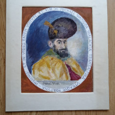 Mihai Viteazul - pictura in ulei pe carton - dimensiuni: 26,5 cm x 31 cm