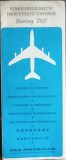 Pliant Set de instrucțiuni de siguranță vintage Pan American World Airways (Pan Am) Boeing 707 1971