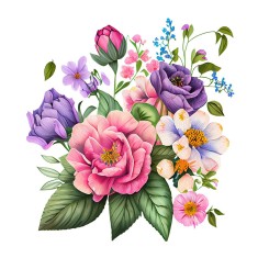 Sticker decorativ, Flori, Multicolor, 64 cm, 1216STK-6