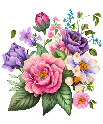 Sticker decorativ, Flori, Multicolor, 64 cm, 1216STK-6 foto