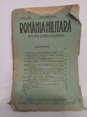 Romania Militara - Anul LVI Ianuarie 1924 Nr. 1 foto