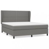 Cumpara ieftin Pat box spring cu saltea, gri inchis, 180x200 cm, textil