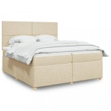 Cumpara ieftin Pat box spring cu saltea, crem, 200x200 cm, textil
