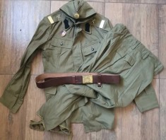Sergent Artilerie Tancuri Infanterie Auto Chimic, Uniforma militara de vara, militar in termen, cu centura piele, ținută doc perioada comunista