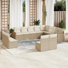 vidaXL Set canapele de grădină cu perne, 12 piese, bej, poliratan 3258873