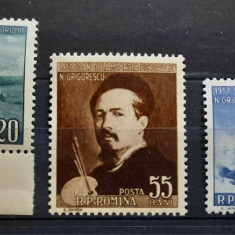Timbre 1957 - 50 de ani de la moartea lui Nicolae Grigorescu,MNH