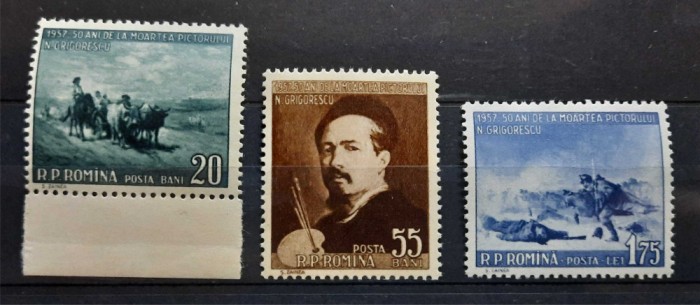 Timbre 1957 - 50 de ani de la moartea lui Nicolae Grigorescu,MNH