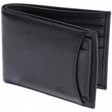 Portofel barbati din piele naturala, negru, 11 x 9 cm, 1939-6, NANO BELT
