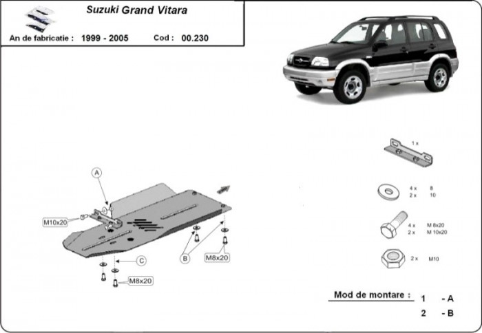 Scut metalic cutie de viteze Suzuki Grand Vitara 1998-2005