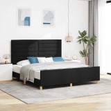 Cumpara ieftin Cadru de pat cu headboard Negru 180 x 200 cm tesatura