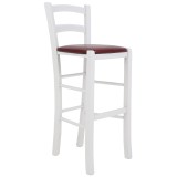 Scaun Paesana bar - cadru alb - imitatie piele bordo - 21902