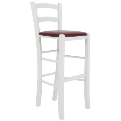 Scaun Paesana bar - cadru alb - imitatie piele bordo - 21902 foto