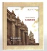 Album special filatelic Castele - Europa (bilingv), 2017, bloc cu două timbre nedantelate și medalia față-verso cu Iancu de Hunedoara, cartonat LP2142