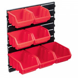 VidaXL Set cutii de depozitare 8 piese cu panou de perete, roșu&amp;negru