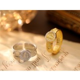 Inel Reglabil din Argint 925 , zMiraculous Virgin White, , Cu Medalion Fecioara Maria E i Contur din Zirconii