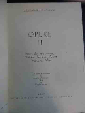 Opere Vol.1 Text Critic Si Variante De G. Pienescu Note Acad. - Alexandru Odobescu ,542038