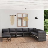 Cumpara ieftin Gossi set mobilier de gradina cu perne, 11 piese, gri, poliratan