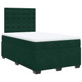 Cumpara ieftin Pat box spring cu saltea, verde inchis, 120x190 cm, catifea