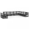 Set mobilier de gradina, 10 piese negru lemn masiv pin